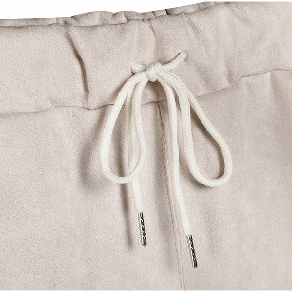 Luxury Suede Look Pleated Hem Pants