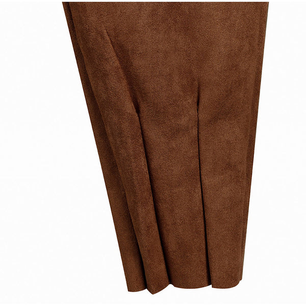 Luxury Suede Look Pleated Hem Pants