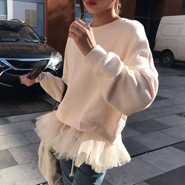 Mesh Bottom Pullover Sweater