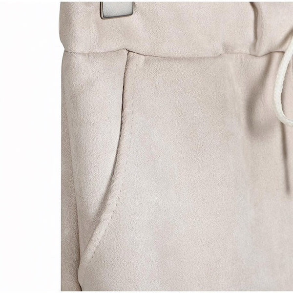 Luxury Suede Look Pleated Hem Pants