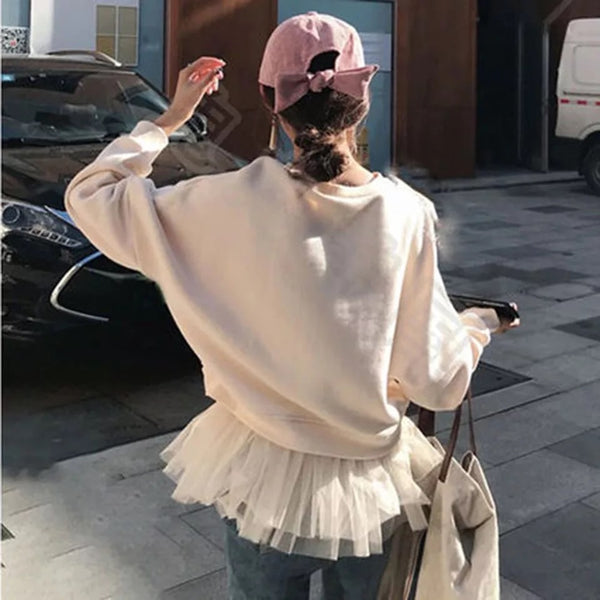 Mesh Bottom Pullover Sweater