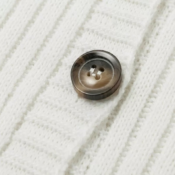 Elegant White Two Piece Knitted Skirt with Belted Button Up Cardigan