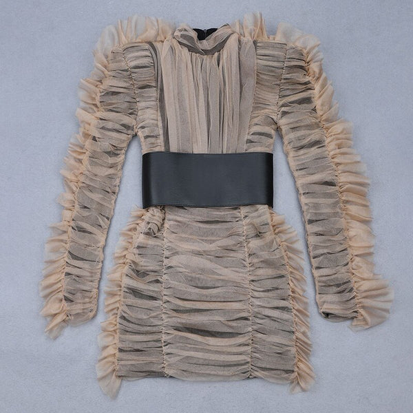 Turtleneck Puff Sleeve Mini Dress