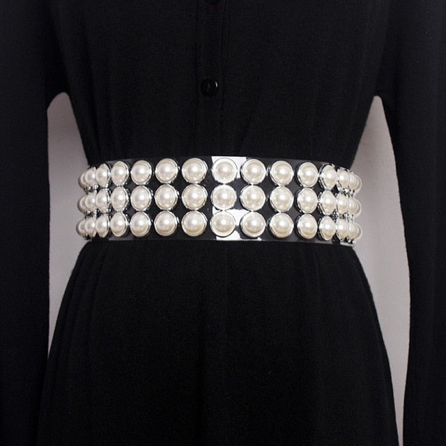 Transparent Clear Diamond / Pearl Wide Waist Belt – AZURA THE LABEL