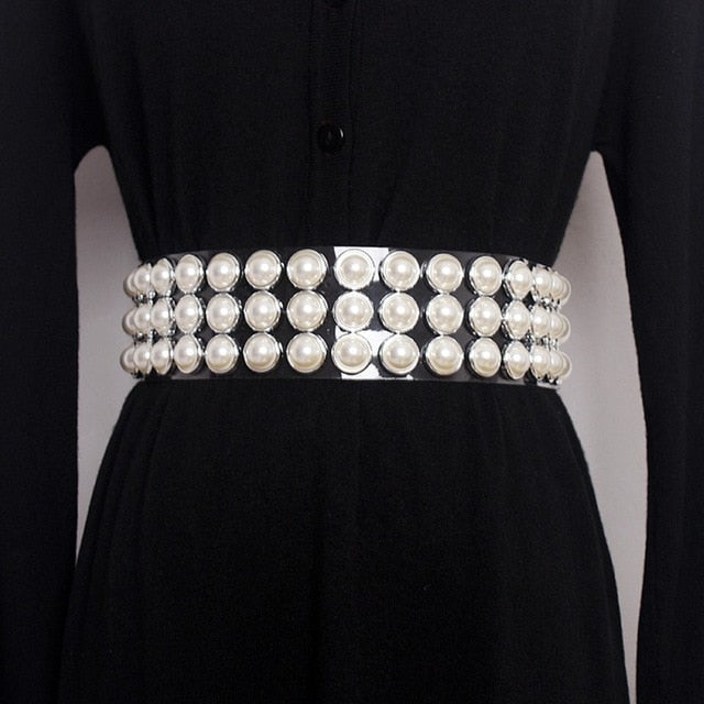 トップス MURRAL  cover pearl belt Mixed bead and leather belt Black / Gray For Women | Maje