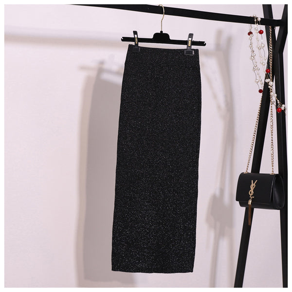 Knitted Two Piece V Neck Sweater and Skirt Suit Set