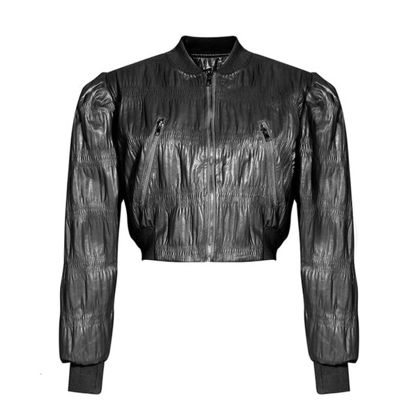 Vegan Leather Cropped Jacket