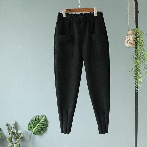 Luxury Suede Look Pleated Hem Pants