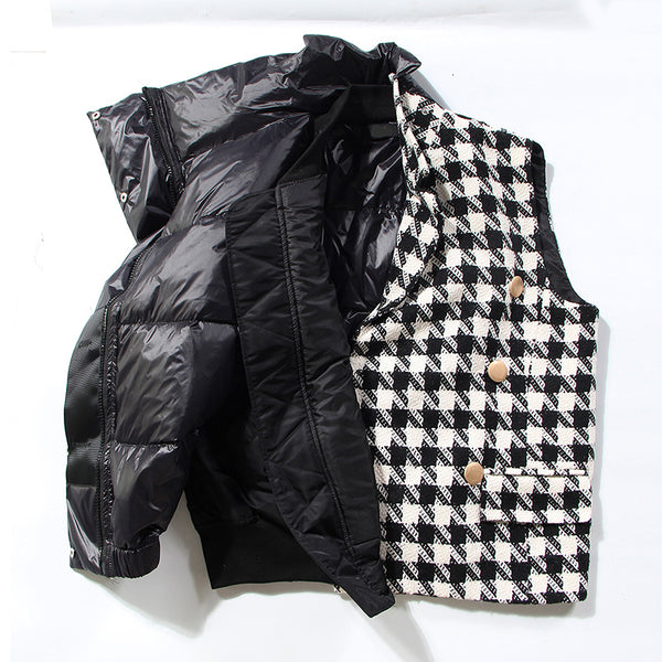 Puffa Houndstooth Asymmetrical Body Warmer Vest