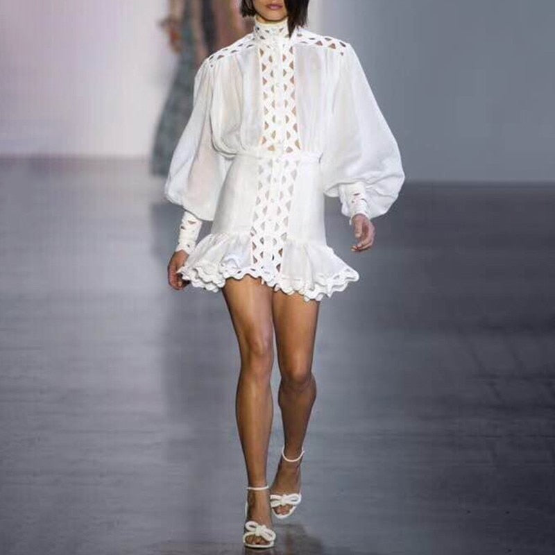 frill hem shirt dress Sail to Sable Blue & White Stripe Ruffle Hem Shirt Dress BLUE/WHITE / S / JM26002