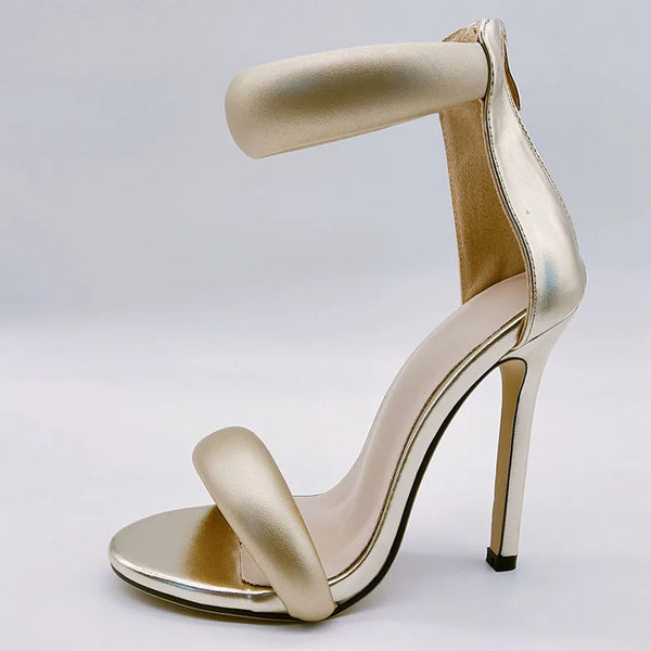 Julia Soft Leather Ankle Wrap Purple Heel Shoes