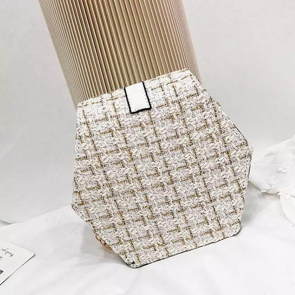 Hexagon Tweed Flap Messenger Bag