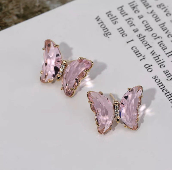Crystal Butterfly Stud Earrings