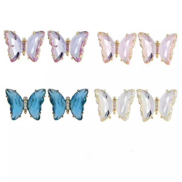 Crystal Butterfly Stud Earrings