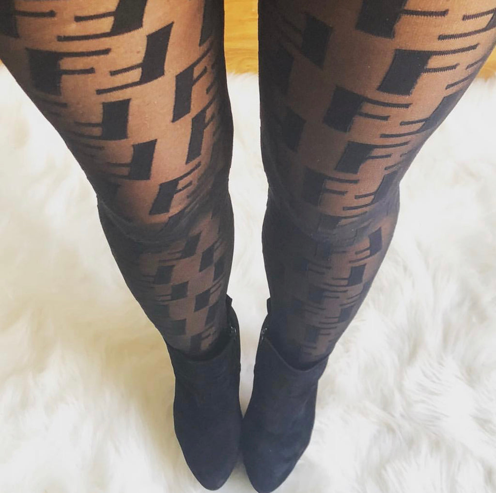 Patterned Tights Accessories in Black - Get great deals at JustFab