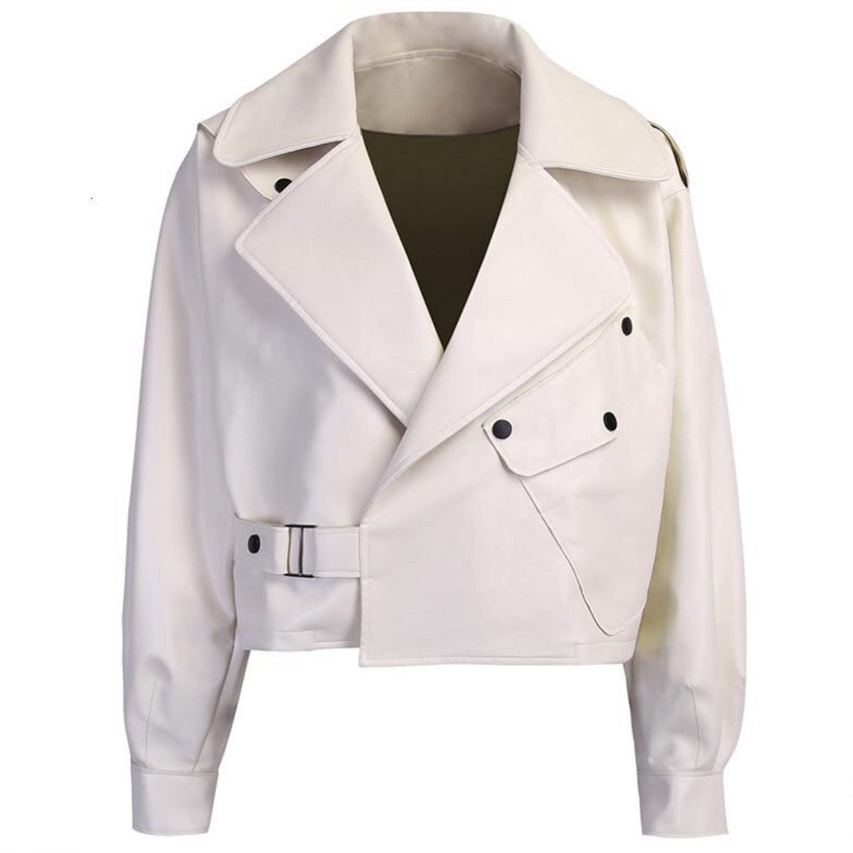 Oversized Turn Down Collar White Vegan Leather Jacket – AZURA THE LABEL