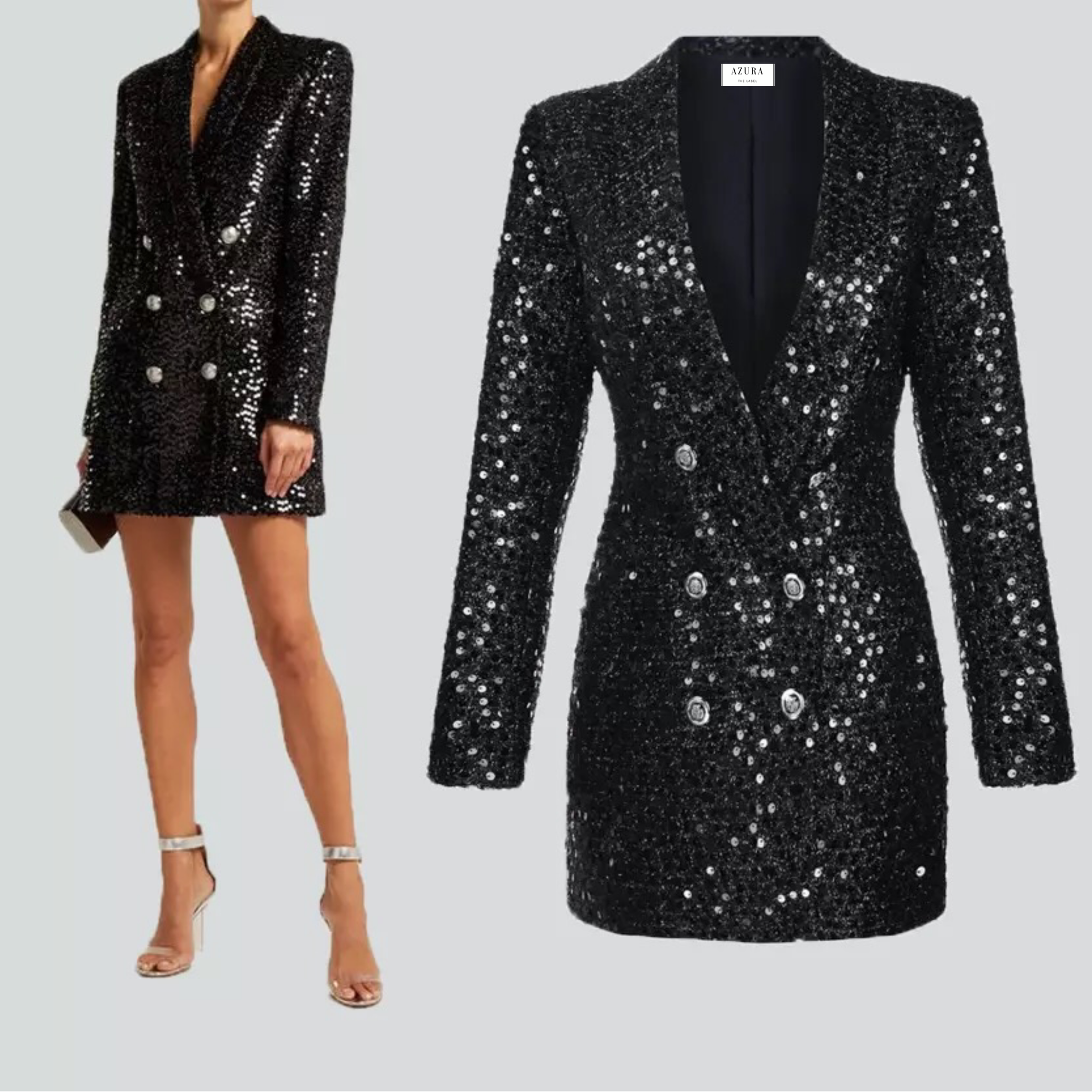 Black Blazer Dress With Beaded Sequins Extra Large Black Blazer Dress With Beaded Sequins Extra Large
