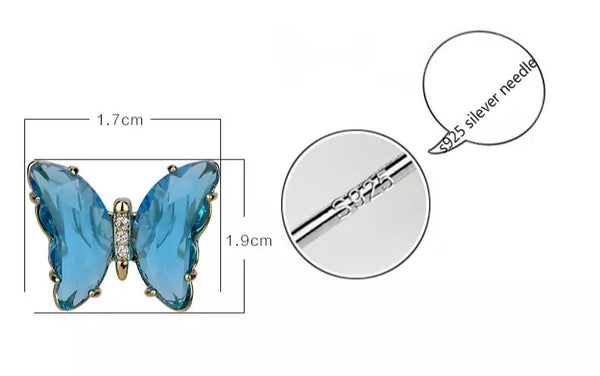 Crystal Butterfly Stud Earrings