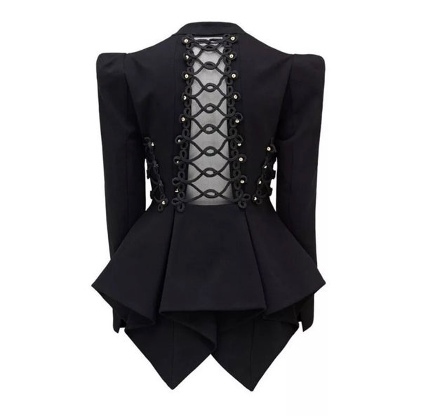 Vivienne Black Blazer with Lace Up Back