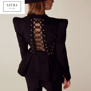 Vivienne Black Blazer with Lace Up Back