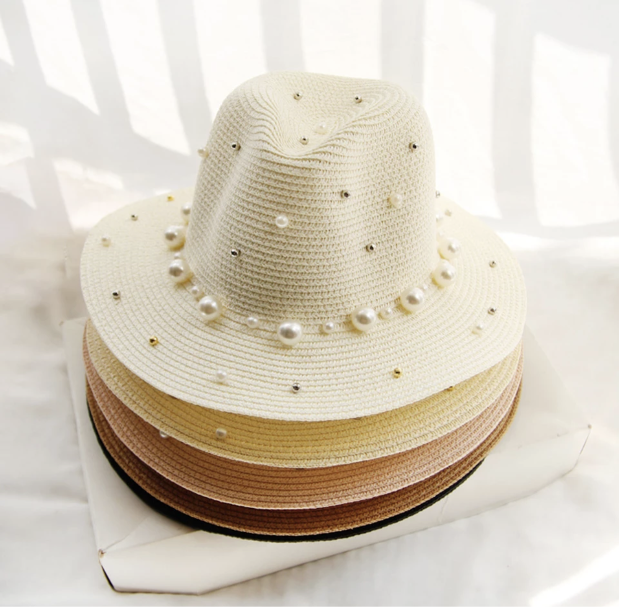 Embellished Natural Straw Sun Hat with Shells and Gold Accent Sea Shell Straw Hat - Etsy main image 2