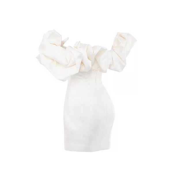 Sexy Off Shoulder Ruffle Mini Bodycon Dress