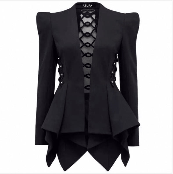 Vivienne Black Blazer with Lace Up Back