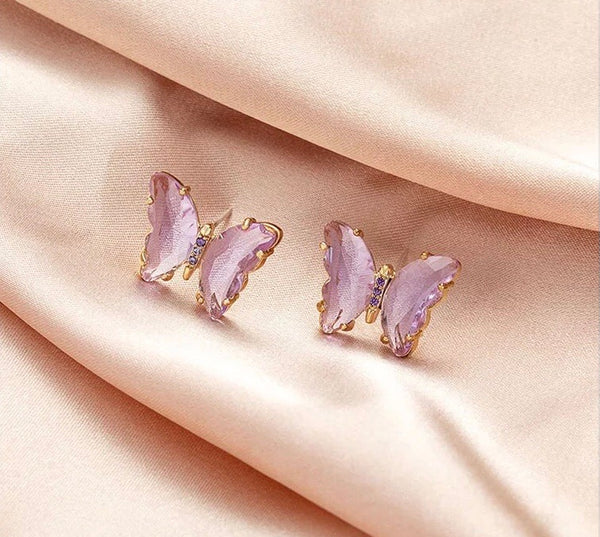 Crystal Butterfly Stud Earrings