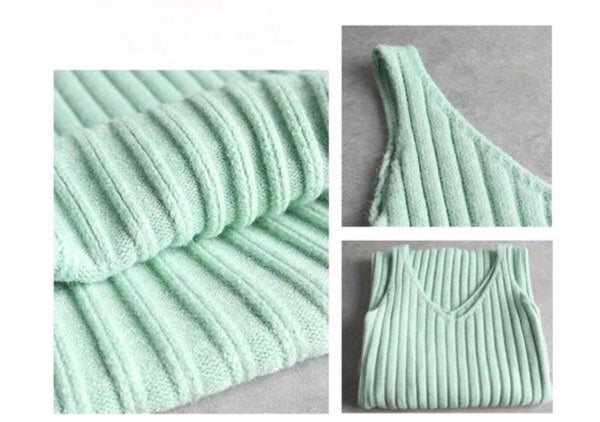 Two Piece Ribbed Knit Dress and Long Sleeve Sweater Set