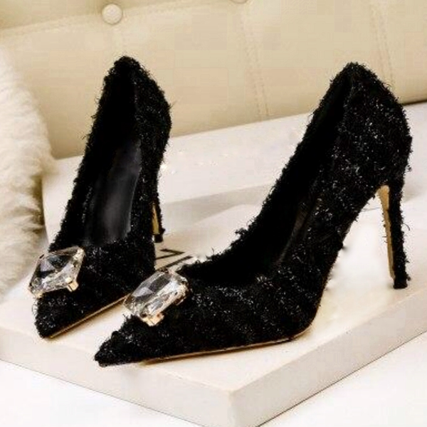 Coco High Heel Pointed Toe Crystal Buckle Shoes
