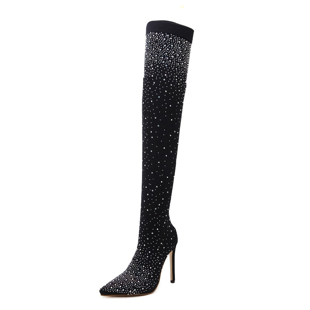 Shock & AWE Women's Slouchy Rhinestone Boots