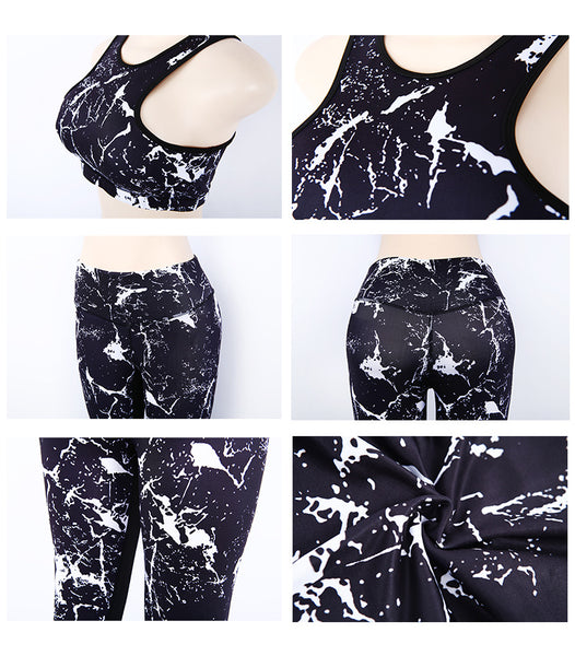 Two Piece Paint Splash Yoga Leggings and Sports Bra Set
