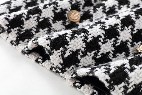 Tweed Wool Houndstooth Mini Skirt