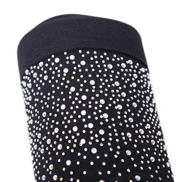 Thigh High Rhinestone Crystal High Heel Sock Boots