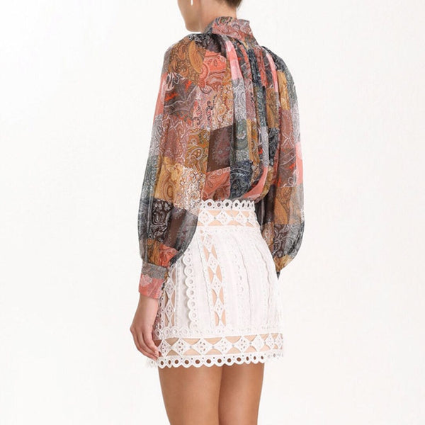Patchwork Beaded Skirt with Rivet Stud detail