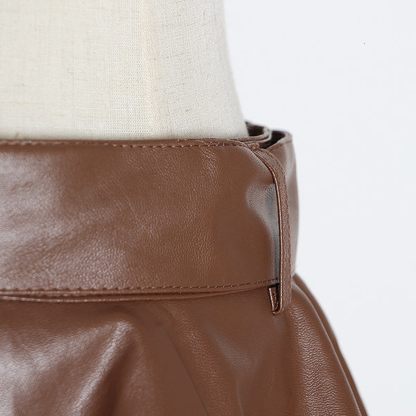 Vegan Leather Long Ruffle Skirt