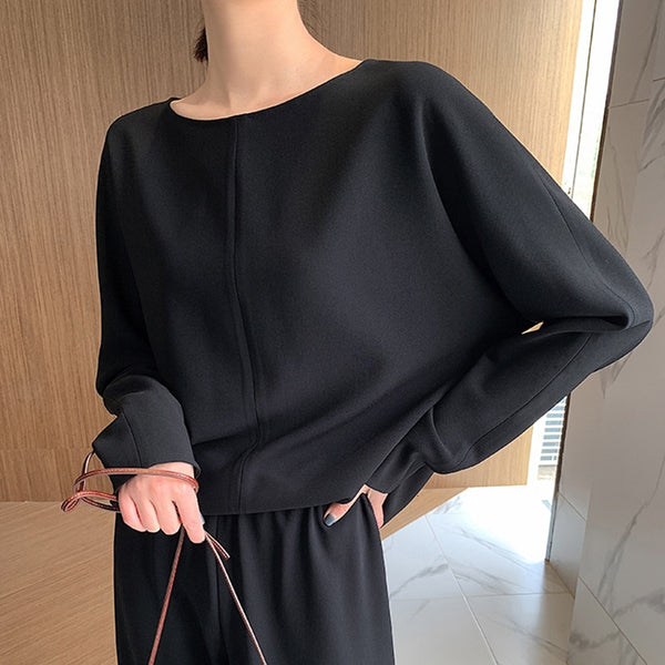 Two Piece Oversized Silky Wide Leg Pant Suit