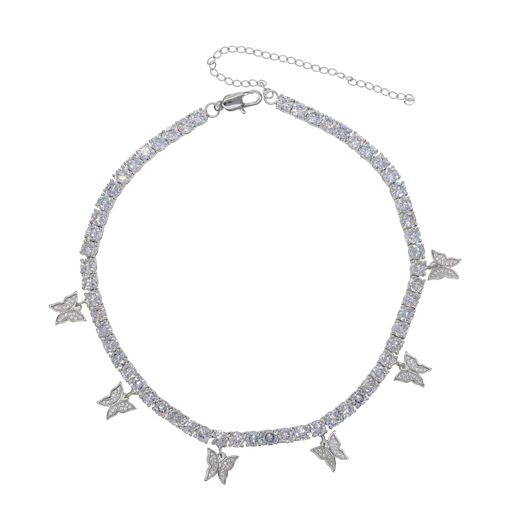 アクセサリー Iced Out Butterfly Tennis Necklace Amazon.com: Asphire Sparking Rhinestone Butterfly Pendant