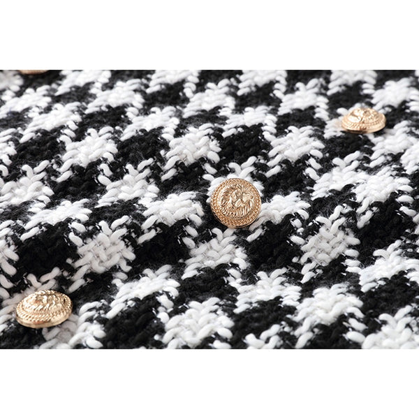 Tweed Wool Houndstooth Mini Skirt